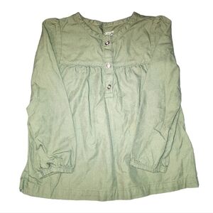 Carters- blouse army green long sleeve with buttons- 3T